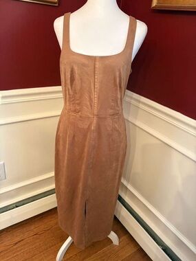 Sculpted Sleeveless Midi Dress in Camel